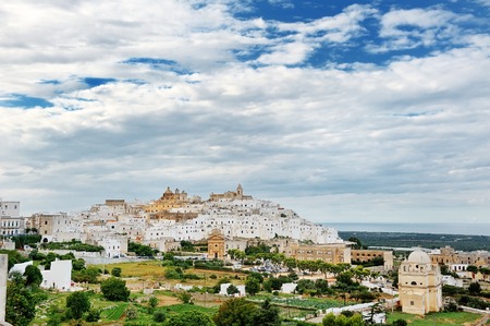 Apulia, southern Italy - panoramic view of the white city Ostuniの写真素材