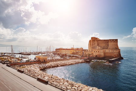 Naples, Italy - scenic view of Castell dell'Ovo (Egg Castle)の写真素材