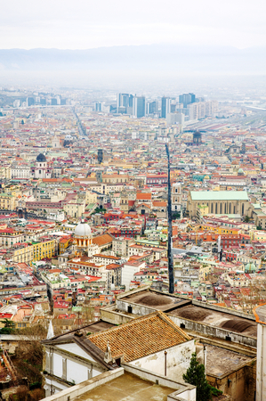 Naples, Italy - panoramic view of Spaccanapoli, the street That divides the cityの写真素材