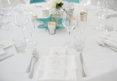 Table set for an event party or wedding reception