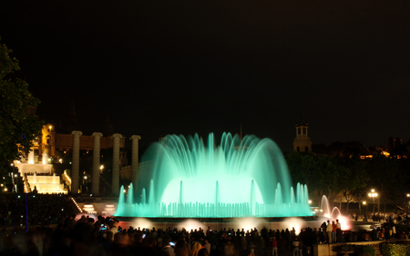 Barcelona magic fountain in Plaza de Espana, Spain, Europeのeditorial素材
