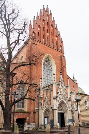Gothic church in Krakow city center, Poland, Europeの写真素材