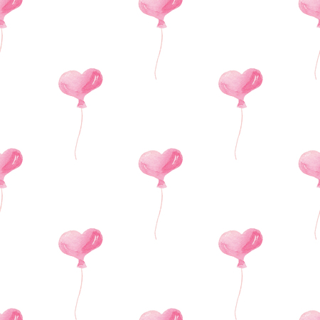 Watercolor seamless pattern with bright pink  balls.  Cute decorative background. Wallpaper for season decoration, wrapping paper.の写真素材