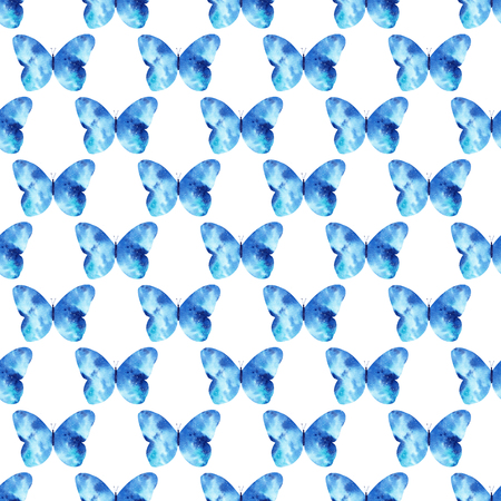 Watercolor seamless pattern with bright galaxy butterflies. Cute decorative background. Wallpaper for season decoration, wrapping paper.の写真素材