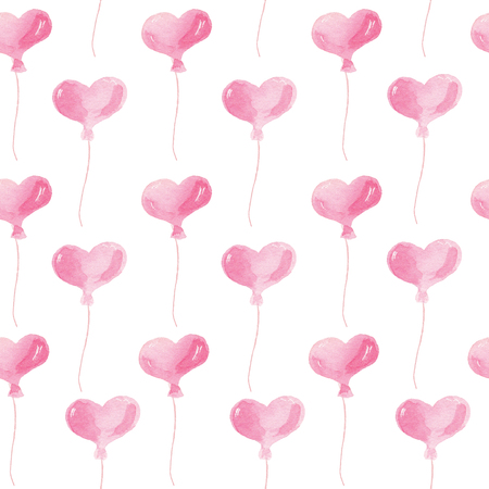 Watercolor seamless pattern with bright pink  balls.  Cute decorative background. Wallpaper for season decoration, wrapping paper.の写真素材