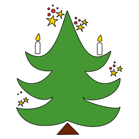 Vector Christmas tree, pines for greeting cards, invitations, banners, web. Winter holiday. Icons collection.のイラスト素材