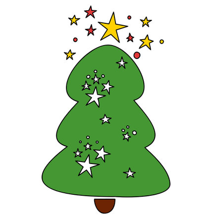 Vector Christmas tree, pines for greeting cards, invitations, banners, web. Winter holiday. Icons collection.のイラスト素材