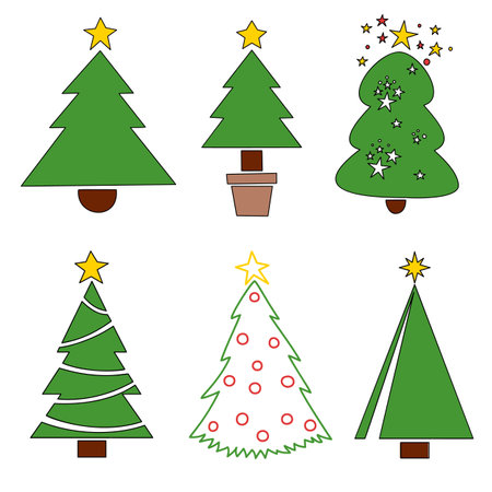 Vector Christmas tree set, pines for greeting cards, invitations, banners, web.のイラスト素材