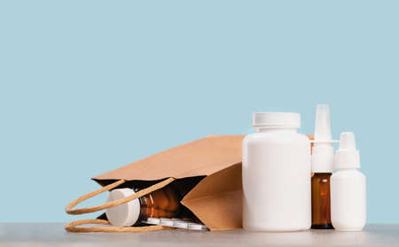 Online pharmacy order and medications delivery. Health and medicalの写真素材