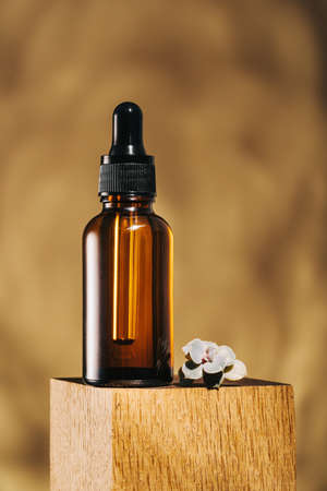 Natural medicine or aroma oil concept vial with dropper