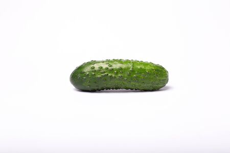 Fresh ripe cucumber isolated on white, close up, copy spaceの写真素材