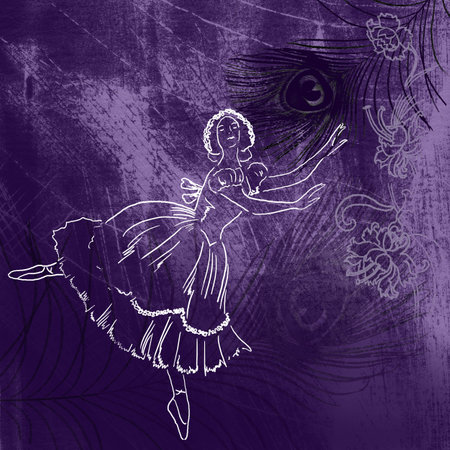 old background with the dancing ballerinaの写真素材