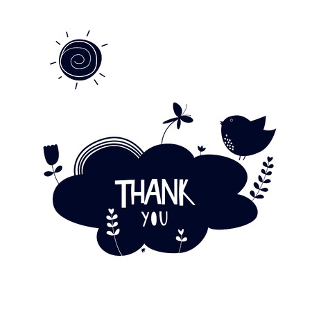 Thank you word in cloud stickerのイラスト素材