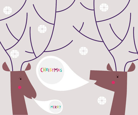 pleasant meeting in the wood in the Christmas morningのイラスト素材