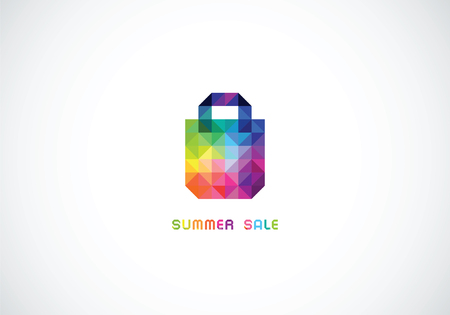 the stylized bag from triangles in bright color for summer saleのイラスト素材