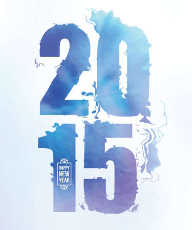 2015 happy new year water color numbersのイラスト素材