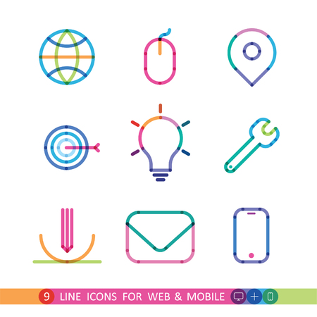 set from 9 color universal icons for web and mobileのイラスト素材