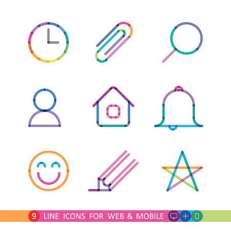 set from 9 flat icons for web and mobileのイラスト素材