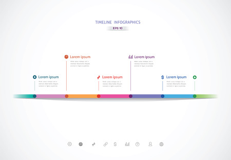 the horizontal timeline with six color points for informationのイラスト素材