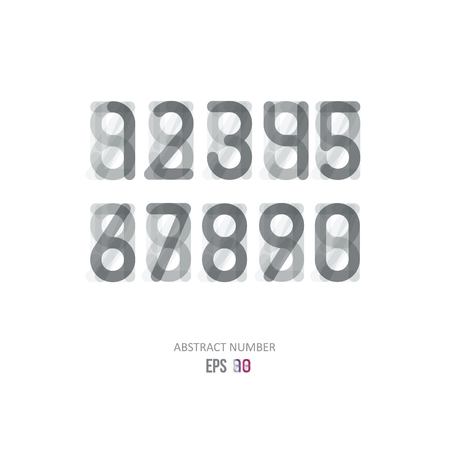 set of grey numbers on a gray background with effect of transparencyのイラスト素材