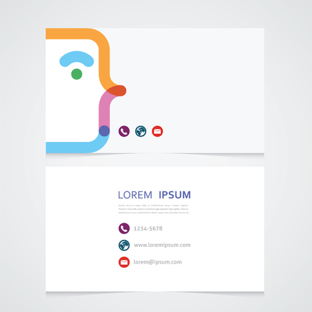 the minimalist business card with the stylized face and three pointsのイラスト素材