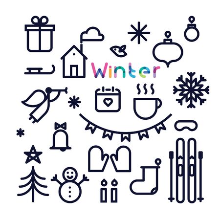 set of icons winterのイラスト素材