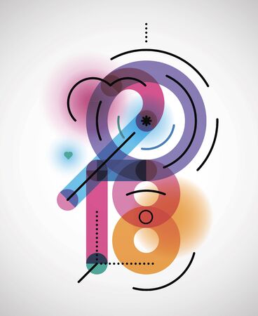 New year creative colorful  design for your greetings card with black linesのイラスト素材