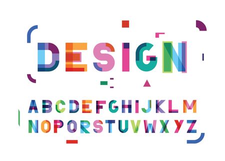 Colorful modern abstract font and alphabetのイラスト素材