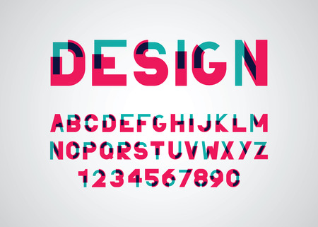 vector of modern font and alphabet from two colorsのイラスト素材