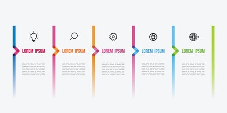 vector infographic color line design with icons and 5 optionsのイラスト素材