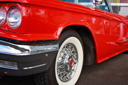 Exterior of a red classic carの写真素材