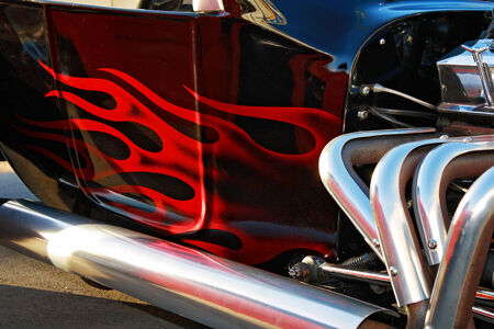 classic car with flamesの写真素材
