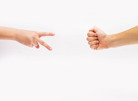 baby hands on white background. Fist and hand.の写真素材