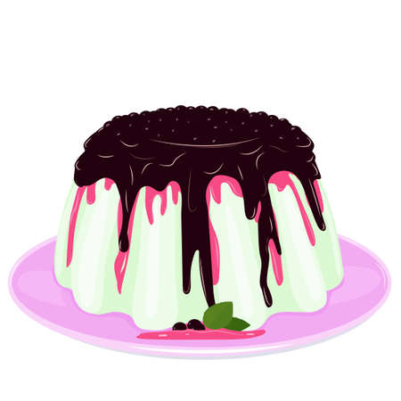 Tender jelly of sour cream with berry jam