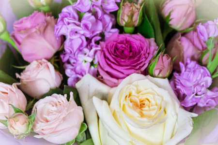 A bouquet of very beautiful different colors close up. Very romantic.の写真素材