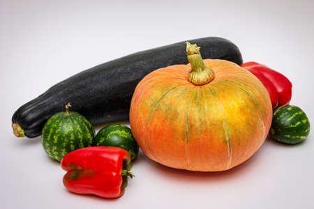 Vegetable harvest close-up on a white background.の写真素材