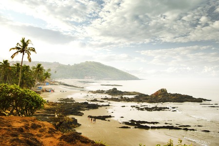 beautiful view to Goa beach from high, India.の写真素材