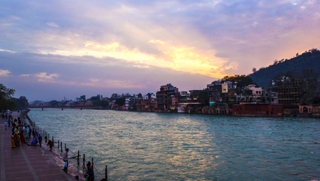 HARIDWAR, INDIA - MARCH 23, 2014 - view to Ganga river