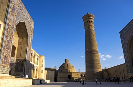 Bukhara, Uzbekistan. Poi Kalan - an islamic religious complex located around the Kalan minaret.の写真素材