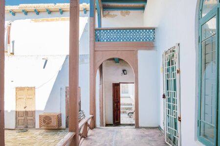 Inner colorful yard of the ancient Ark of Bukhara, Uzbekistan