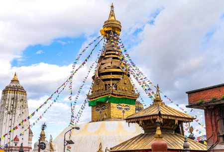 Swayambhunath Stupa in Kathmandu, Nepal.の写真素材