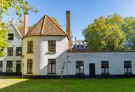 Medieval architecture of Bruges town, Belgium.の写真素材