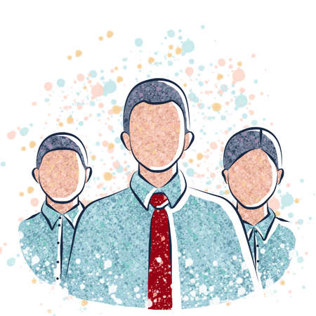 Image of faceless office workers in blue shirtsの写真素材