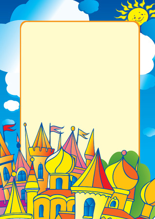Beautiful palace and a place for sample text. Fairy-tale. Vector art-illustration.のイラスト素材