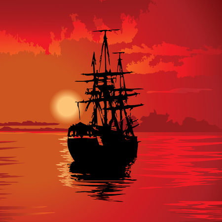 Flying Dutchman.  art-illustration.のイラスト素材