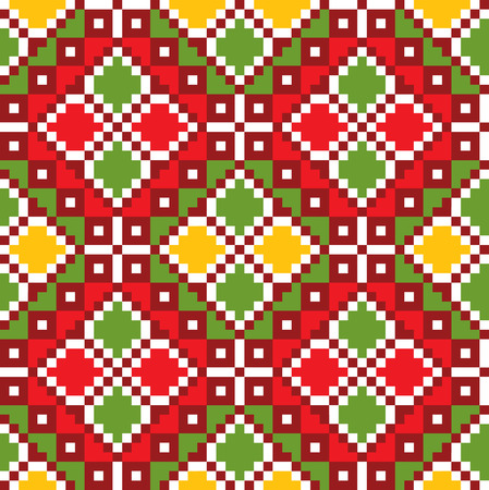 Seamless embroidered good like handmade cross-stitch ethnic Ukraine pattern. art-illustration.のイラスト素材