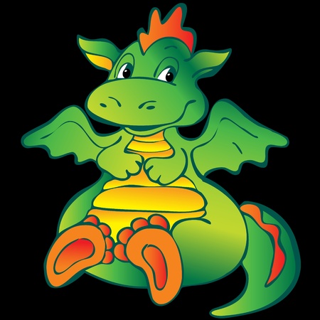 Baby dragon. Vector art-illustration on a black background. のイラスト素材