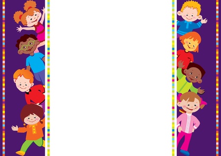 Kids frame. Happy childhood. Vector art-illustration. Place for your text.のイラスト素材