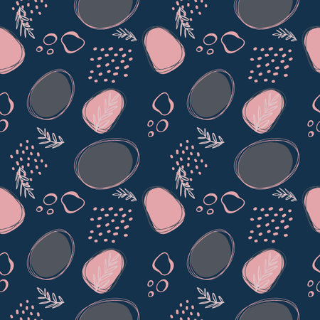 Pattern of abstract backgrounds with organic shapes and hand drawn in pink, gray and blue tones. Minimal Modern Stylish Design Pattern.のイラスト素材