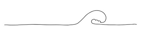 Hand drawn line of a sea wave. Abstract wave drawn with a continuous black line. Vector illustration...